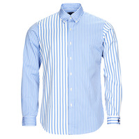 衣服 男士 长袖衬衫 Polo Ralph Lauren CHEMISE AJUSTEE EN POPLINE DE COTON COL BOUTONNE 蓝色 / 白色