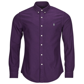 衣服 男士 长袖衬衫 Polo Ralph Lauren CHEMISE AJUSTEE SLIM FIT EN OXFORD LEGER 紫罗兰