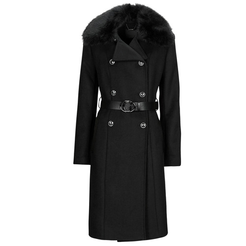 衣服 女士 大衣 Guess PATRICE BELTED COAT 黑色