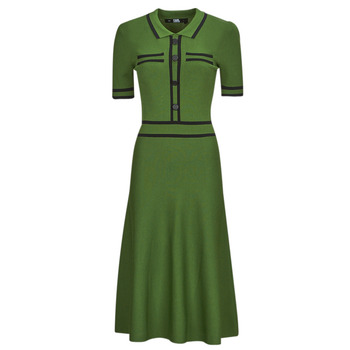 衣服 女士 长裙 KARL LAGERFELD S SLV KNIT DRESS 绿色 / 黑色