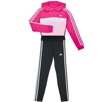 衣服 女孩 厚套装 Adidas Sportswear J3S TIB FL TS 紫红色 / 白色 / 黑色