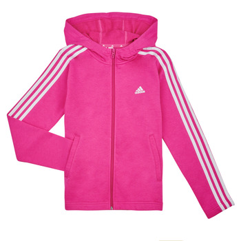 衣服 女孩 卫衣 Adidas Sportswear 3S FZ HD 紫红色 / 白色