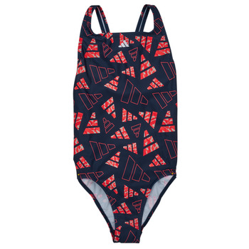 衣服 女孩 单件泳装 adidas Performance 阿迪达斯运动训练 AOP BARS SUIT G 海蓝色 / 红色