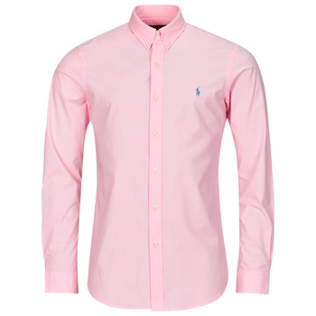 衣服 男士 长袖衬衫 Polo Ralph Lauren CHEMISE AJUSTEE SLIM FIT EN POPELINE UNIE 玫瑰色 / 焦糖色 / 粉色
