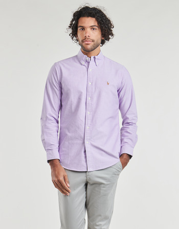 衣服 男士 长袖衬衫 Polo Ralph Lauren CHEMISE COUPE DROITE EN OXFORD 淡紫色
