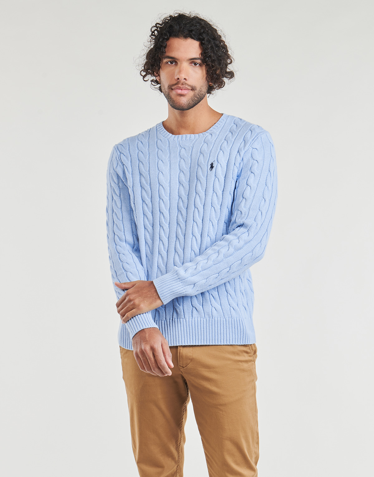衣服 男士 羊毛衫 Polo Ralph Lauren PULL COL ROND MAILLE CABLE 蓝色