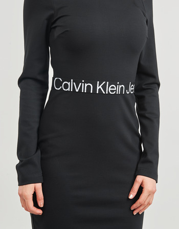 Calvin Klein Jeans LOGO ELASTIC MILANO LS DRESS 黑色
