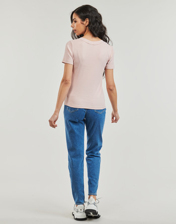 Calvin Klein Jeans WOVEN LABEL RIB V-NECK TEE 米色