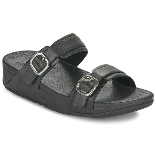 鞋子 女士 休闲凉拖/沙滩鞋 FitFlop Lulu Adjustable Leather Slides 黑色