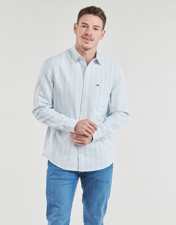 衣服 男士 长袖衬衫 Tommy Jeans TJM REG OXFORD STRIPESHIRT 白色 / 蓝色