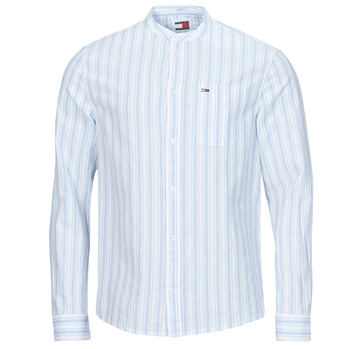 衣服 男士 长袖衬衫 Tommy Jeans TJM MAO STRIPE LINEN BLEND SHIRT 白色 / 蓝色