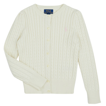 衣服 女孩 羊毛开衫 Polo Ralph Lauren MINI CABLE-TOPS-SWEATER 白色