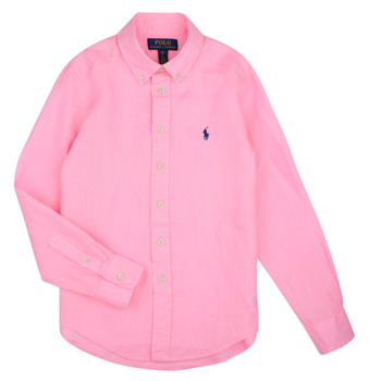 衣服 儿童 长袖衬衫 Polo Ralph Lauren CLBDPPC-SHIRTS-SPORT SHIRT 玫瑰色 / 焦糖色 / 粉色