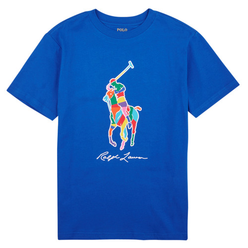 衣服 男孩 短袖体恤 Polo Ralph Lauren SS CN-KNIT SHIRTS-T-SHIRT 蓝色