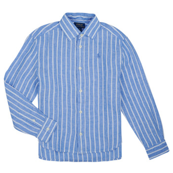 衣服 女孩 衬衣/长袖衬衫 Polo Ralph Lauren LISMORESHIRT-SHIRTS-BUTTON FRONT SHIRT 蓝色 / 白色 / 蓝色 / 白色