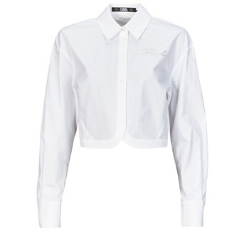 衣服 女士 衬衣/长袖衬衫 KARL LAGERFELD crop poplin shirt 白色