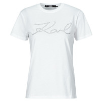 衣服 女士 短袖体恤 KARL LAGERFELD rhinestone logo t-shirt 白色