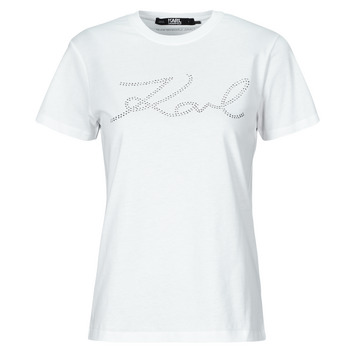 KARL LAGERFELD rhinestone logo t-shirt 白色