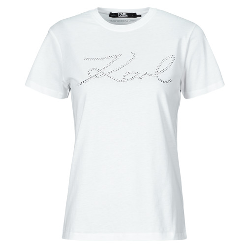 衣服 女士 短袖体恤 KARL LAGERFELD rhinestone logo t-shirt 白色