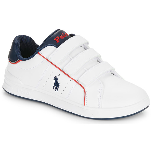 鞋子 儿童 球鞋基本款 Polo Ralph Lauren HERITAGE COURT III EZ 白色 / 海蓝色 / 红色