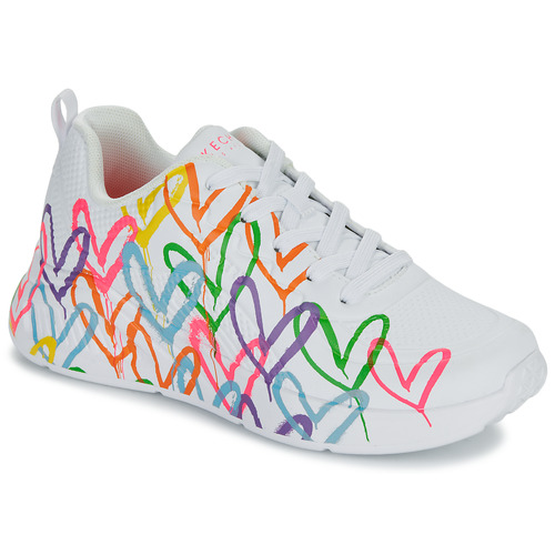 鞋子 女士 球鞋基本款 Skechers 斯凯奇 UNO LITE GOLDCROWN - HEART OF HEARTS 白色 / 多彩