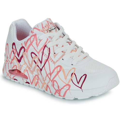 鞋子 女士 球鞋基本款 Skechers 斯凯奇 UNO GOLDCROWN - SPREAD THE LOVE 白色 / 红色