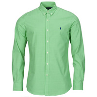 衣服 男士 长袖衬衫 Polo Ralph Lauren CHEMISE AJUSTEE SLIM FIT EN POPELINE RAYE 绿色