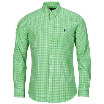 衣服 男士 长袖衬衫 Polo Ralph Lauren CHEMISE AJUSTEE SLIM FIT EN POPELINE RAYE 绿色 / 白色 / 宝石绿