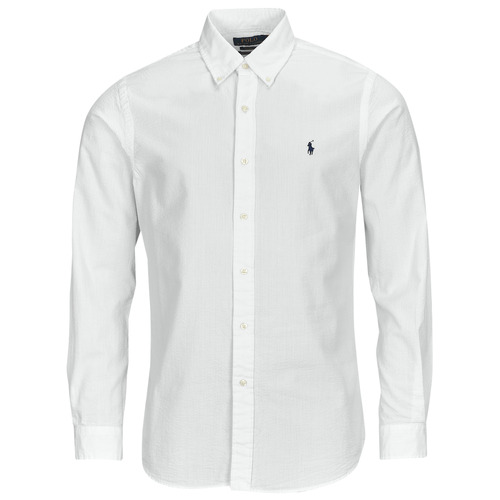 衣服 男士 长袖衬衫 Polo Ralph Lauren CHEMISE COUPE DROITE EN SEERSUCKER 白色