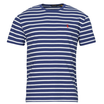 衣服 男士 短袖体恤 Polo Ralph Lauren T-SHIRT AJUSTE EN COTON 海蓝色 / 白色 / 沙滩 / Royal / 白色