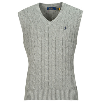 衣服 男士 羊毛衫 Polo Ralph Lauren PULL COTON CABLE COL V SANS MANCHE 灰色 / 中国红 / Fawn / 灰色 / Heather