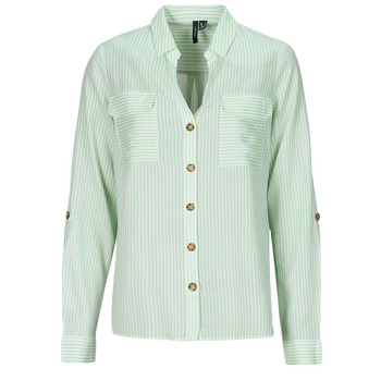 衣服 女士 衬衣/长袖衬衫 Vero Moda VMBUMPY 白色 / 绿色