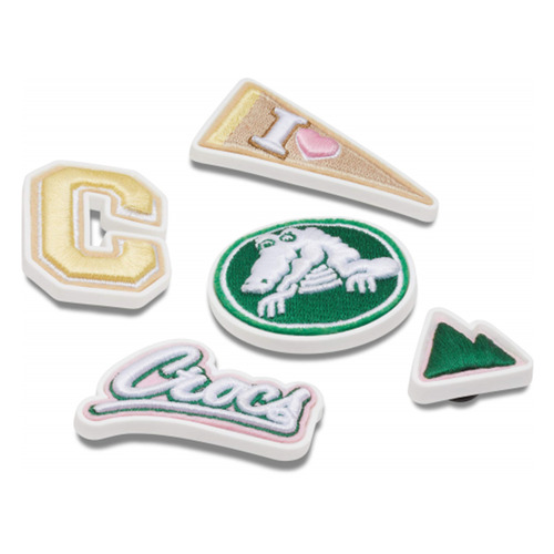 crocs 卡骆驰 JIBBITZ Crocs Varsity Patch 5 Pack 米色 / 绿色