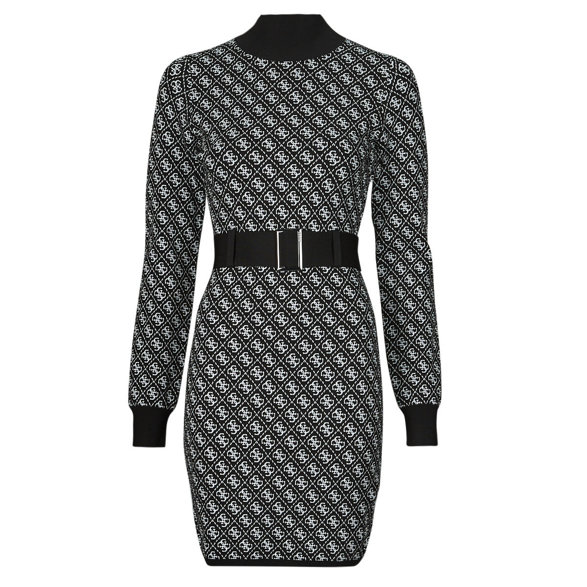 衣服 女士 短裙 Guess LISE 4G LS BELTED DRESS SWTR 黑色