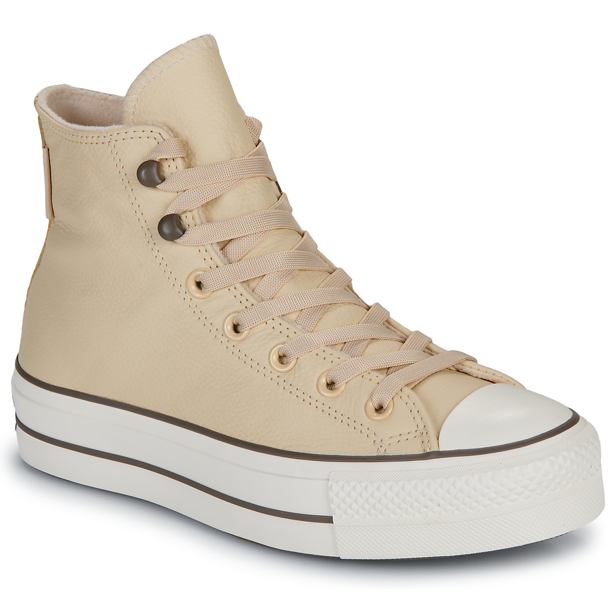 鞋子 女士 高帮鞋 Converse 匡威 CHUCK TAYOR ALL STAR LIFT PLATFORM WEATHERIZED LEATHER 米色