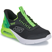 鞋子 男孩 球鞋基本款 Skechers 斯凯奇 SLIP-INS: MICROSPEC MAX - BRISK-STRIPE 黑色 / 绿色