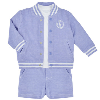 衣服 男孩 女士套装 Polo Ralph Lauren OXFORD 3PC-SETS-SHORT SET 蓝色 / 天蓝 / 白色