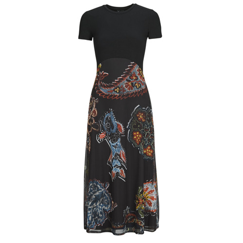 衣服 女士 长裙 Desigual PAISLEY MESH LACROIX 黑色