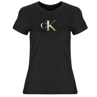 衣服 女士 短袖体恤 Calvin Klein Jeans GRADIENT CK SLIM TEE 黑色