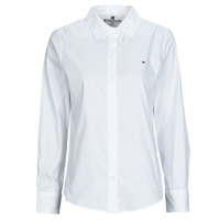 衣服 女士 衬衣/长袖衬衫 Tommy Hilfiger ESS POPLIN REGULAR SHIRT 白色