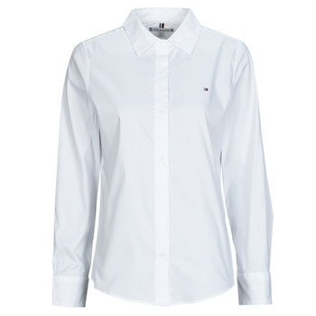 衣服 女士 衬衣/长袖衬衫 Tommy Hilfiger ESS POPLIN REGULAR SHIRT 白色