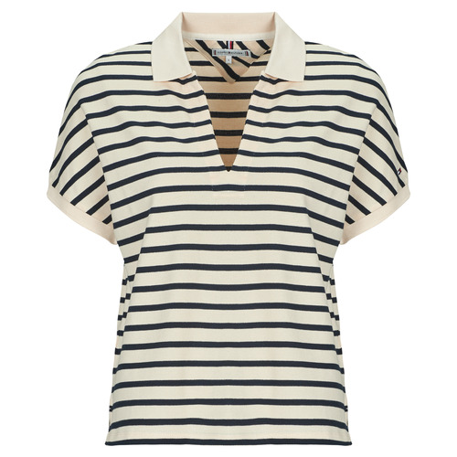 衣服 女士 短袖保罗衫 Tommy Hilfiger LYOCELL OPEN-NK RELAXED POLO SS 白色 / 海蓝色