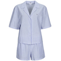 衣服 女士 睡衣/睡裙 Tommy Hilfiger SS LINEN SHIRT SHORT SET 蓝色