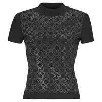 衣服 女士 短袖体恤 Guess MOCK NECJK ALL OVER LOGO 黑色
