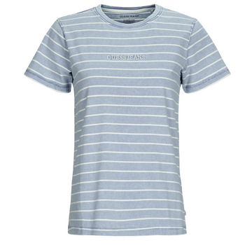 衣服 女士 短袖体恤 Guess SS CN REG YD STRIPED TEE 蓝色