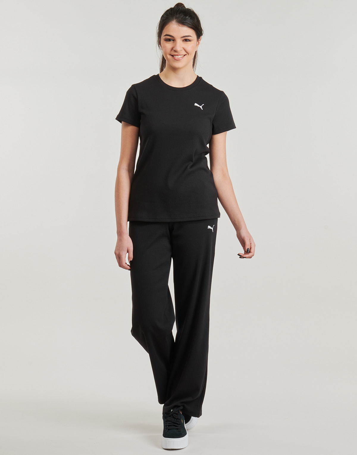 衣服 女士 厚裤子 Puma 彪马 ESS ELEVATED RIB PANT 黑色