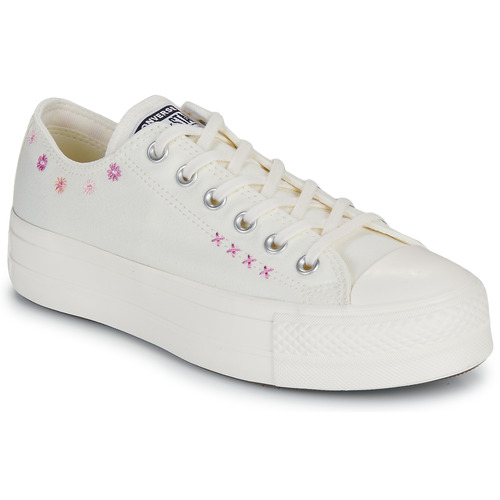 鞋子 女士 球鞋基本款 Converse 匡威 CHUCK TAYLOR ALL STAR LIFT FLORAL EMBROIDERY LOW TOP 白色