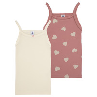 衣服 女孩 无领短袖套衫/无袖T恤 Petit Bateau 小帆船 2 CHEMISES BRETELLES 玫瑰色