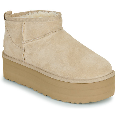 鞋子 女士 短筒靴 UGG W CLASSIC ULTRA MINI PLATFORM 米色