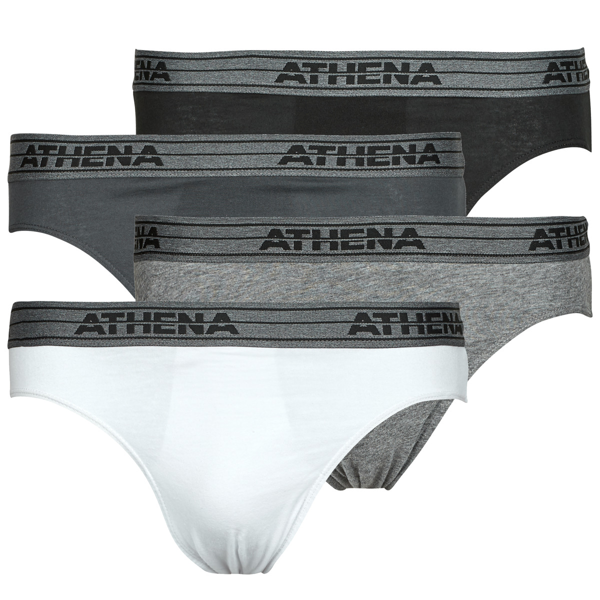 内衣 男士 三角裤 Athena BASIC COTON Pack de 4 -煤灰色 / 灰色 / 中国红 / 黑色 / 白色
